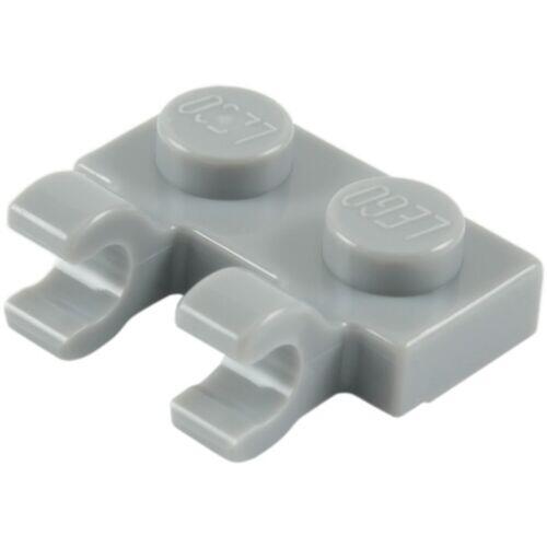 Lego Plate 1x2 c/ 2 clips - Cinza Claro - PN 60470 / CN 4556157