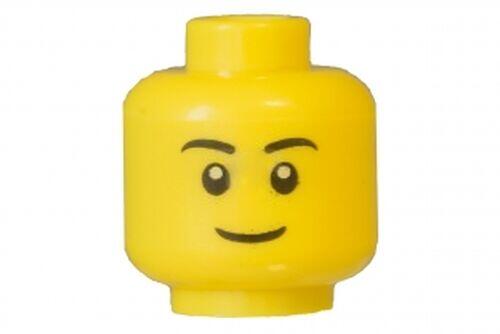Lego Cabea de Minifigura Masculina Leve Sorriso -  Amarelo - PN 11405 / 14967 / 99566 / CN 4651441 /6014754 / 6044880