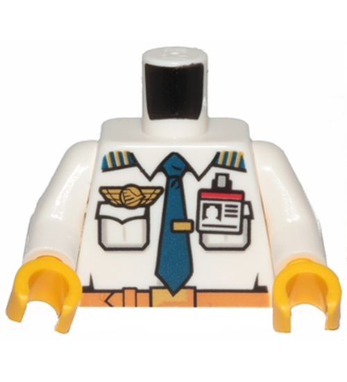 Lego Corpo / Torso Piloto Comandante de Avio - Branco -  PN 76382 / 88585 / CN 6150613