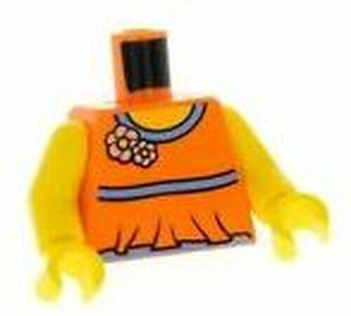 Lego Corpo / Torso Minifigura - Branco Flores e Mangas Amarelo -  PN 76382 / 88585 / CN 4580475 / 6031022