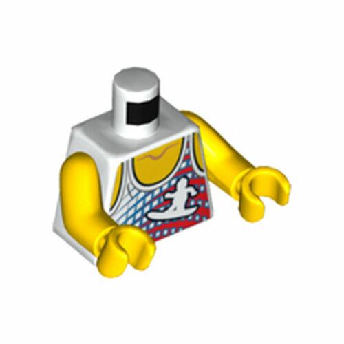 Lego Corpo / Torso Minifigura -  Branco c/ Regata Surfista - PN 76382 / 88585 / CN 4612153