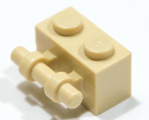 Lego Brick 1x2 com encaixe para clip nas pontas - Bege - PN 30236 / CN 4201066 / 4288513