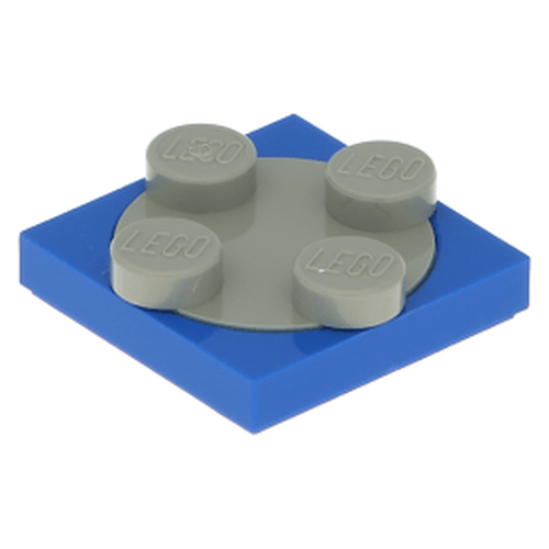 Lego Mesa Giratria 2x2 topo Cinza Claro - Base Azul - PN 74340 / CN 4219825