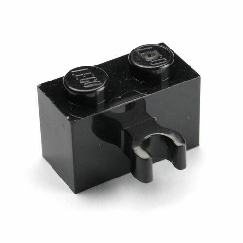 Lego Brick 1x2 c/ encaixe para clip lateral - Preto - PN  30237 / 95820 / CN 6092876 / 4118624