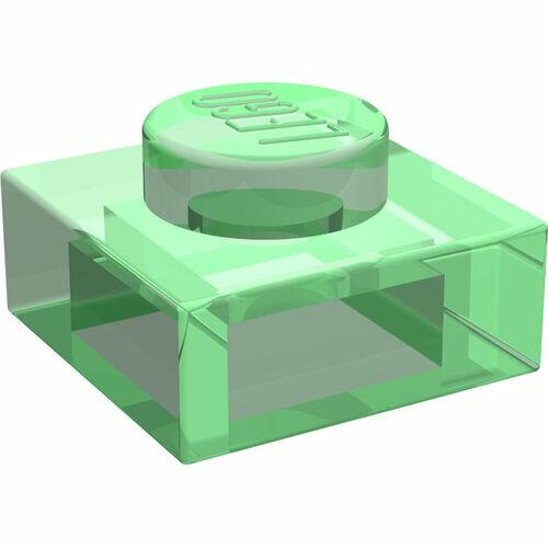 Lego Plate 1x1 - Verde Transparente -  PN 3024 / 30008 / 63326 / CN 302448 / 3000848 / 4217436