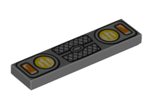 Lego Tile 1x4 c/ Impresso Faris e Grade- Cinza Escuro - PN 2431 / 38141 / CN 6223079