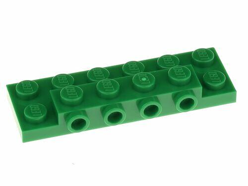 Lego plate 2x6 c/ encaixe lateral 1x4 - Verde - PN 87609 / CN 6000070