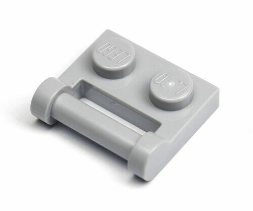 Lego Plate 1x2 c/ encaixe p/ clip no lado - Cinza Claro - PN 48336 / CN 4244627