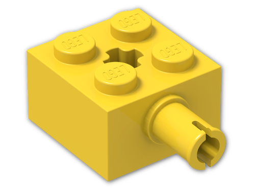 Lego Technic - Brick 2x2 c/ 1 Pino e furo para eixo - Amarelo - Pn 6232 / CN 623224