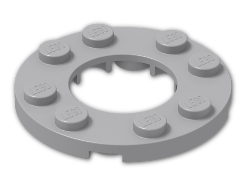Lego Plate Redondo / Round 4x4 com furo 16mm - Cinza Claro - PN 11833 / 28620 / CN 6028015