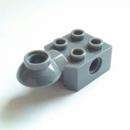 Lego Brick 2x2 com furo p/ pino e encaixe meia junta de rotao horizontal - Cinza Escuro - PN 48170 / CN 4227395