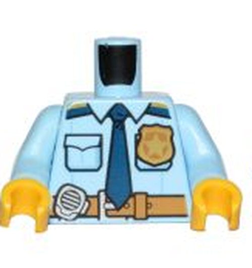 Lego Corpo / Torso Policial c/ Distintivo Dourado - Azul Claro -  PN 76382 / 88585 / CN 6172536
