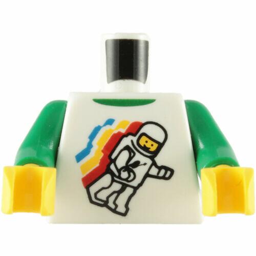 Lego Corpo / Torso Minifigura - Branco Camiseta c/ Astronauta e Mangas Verdes  -  PN 76382 / 88585 / CN 4549942