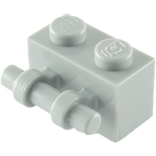 Lego Brick 1x2 com encaixe para clip nas pontas - Cinza Claro - PN 30236 / CN 4211580
