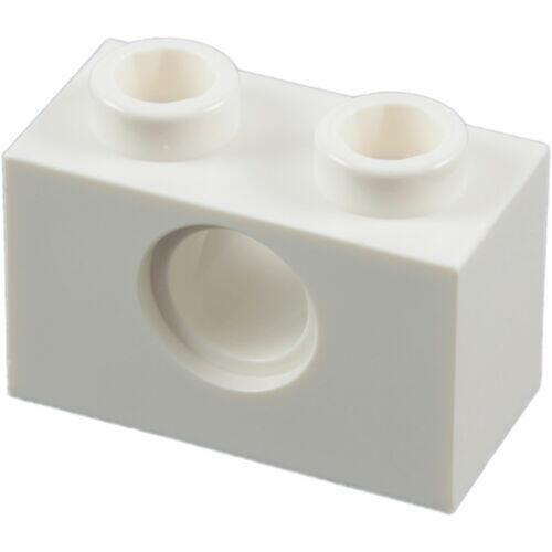 Lego Technic - Brick 2x1 c/ 1 furo p/ pino - Branco - Pn 3700 / CN  370001