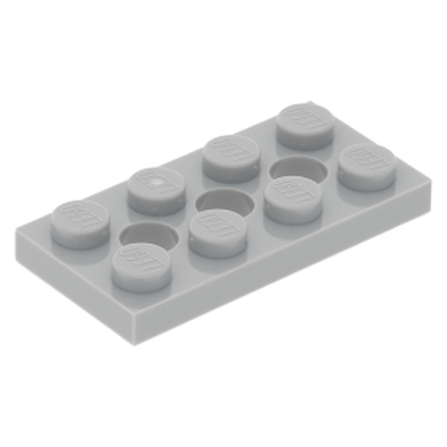 Lego Plate Technic 2x4 com 3 furos - Cinza Claro - PN 3709 / CN 4211444