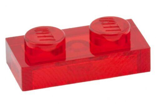 Lego Plate 1x2 - Vermelho Transparente - PN 3023 / CN 622541 / 4201019 / 4163346 / 4101702 / 4130373 / 4101688