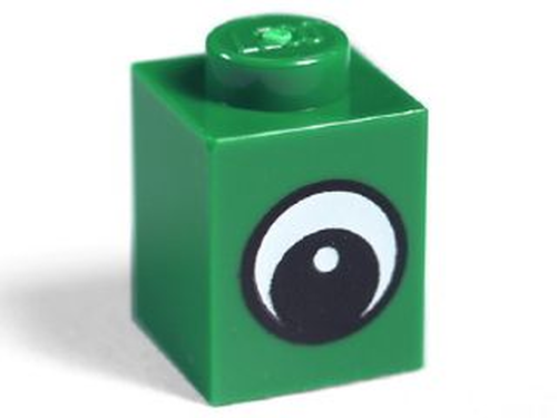 Lego Brick tijolo 1x1 c/ Olho Impresso - Verde - PN 3005 / 88396 / CN 4569081