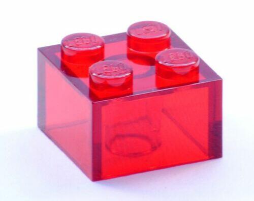 Lego Brick tijolo 2x2 - Vermelho Transparente - PN 3003 / CN 4143335