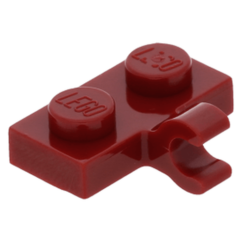Lego Plate 1x2 c/ 1 clip - Vermelho Esc.uro - PN 11476 / 65458 / CN 6186001 / 6313126