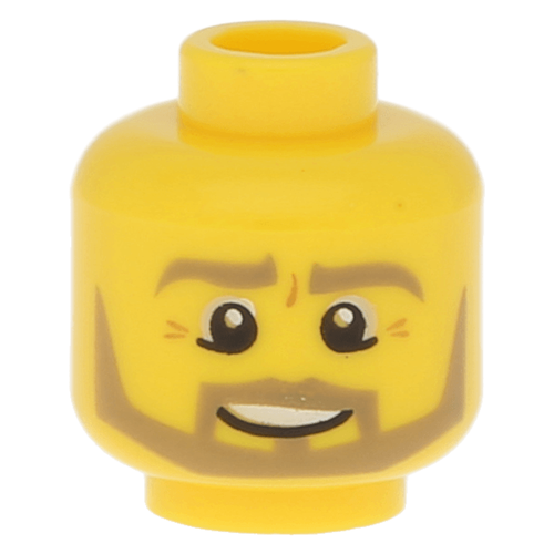 Lego Cabea de Minifigura Masculina Sorrindo e Barba -  Amarelo - PN 11960 / 19549 / CN 6018502 / 6100249