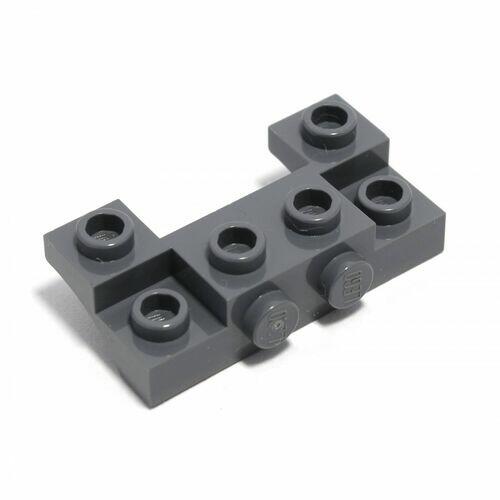 Lego Bracket 2x4x0,66 c/ encaixe lateral 1x2 - Cinza Escuro - PN 14520 / CN 6066119