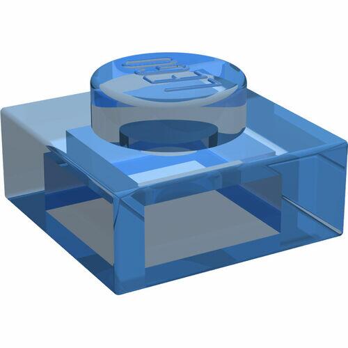 Lego Plate 1x1 - Azul Escuro Transparente -  PN 3024 / 30008 / 63326 / CN 302443 / 4266417 / 4247000 / 4241126 / 3000843