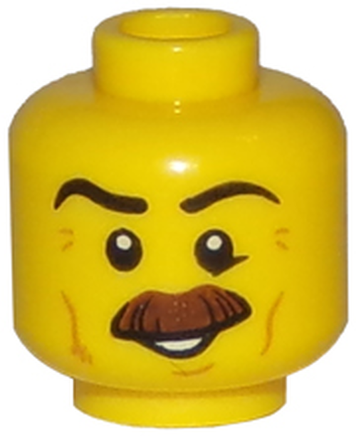 Lego Cabea de Minifigura Masculina Policial Bigode - Amarelo - PN 29931 / CN 6176444