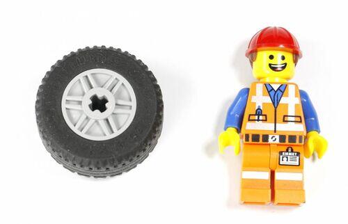 Lego Roda Aro+Pneu 30,4x14 com encaixe p/ Eixo - Cinza Claro - PN 55982 / 58090 / CN  4490127 / 4550937 / 4500518