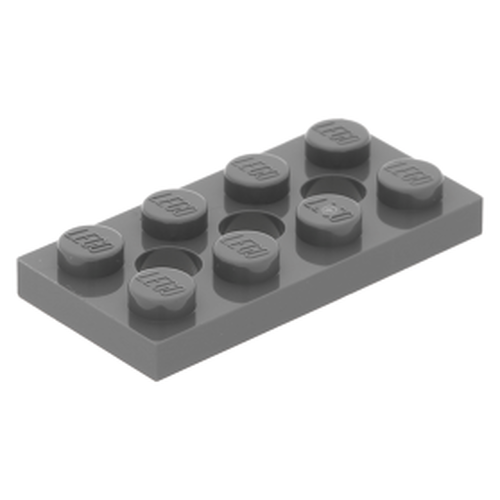 Lego Plate Technic 2x4 com 3 furos - Cinza Escuro - PN 3709 / CN 4227398
