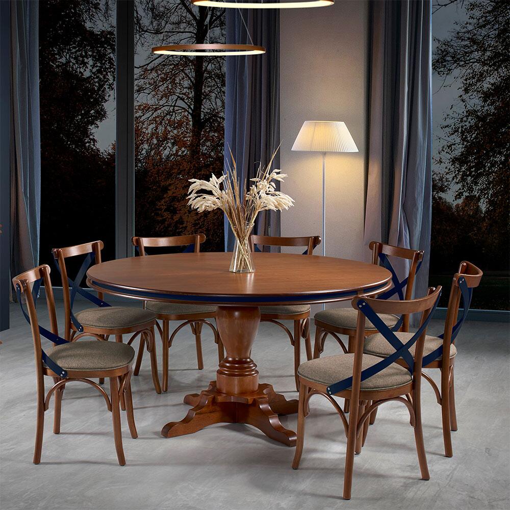 Cadeiras para mesa de jantar com detalhe em madeira no encosto