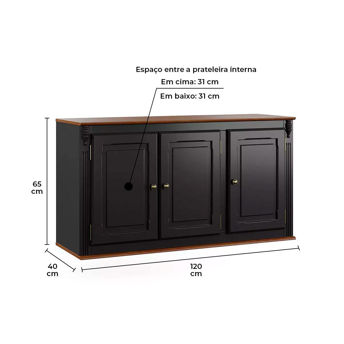 Armário Aéreo 120cm Cozinha Hannover Linz Móveis 50700M | Modema
