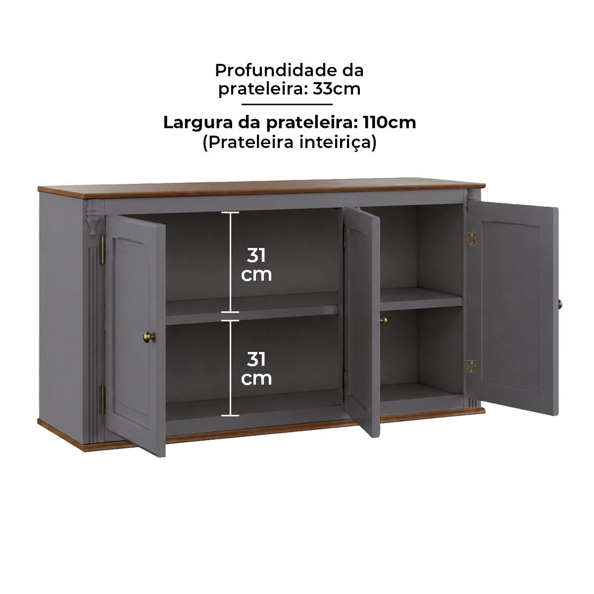 Armário Aéreo 120cm Cozinha Hannover Linz Móveis 50700M | Modema