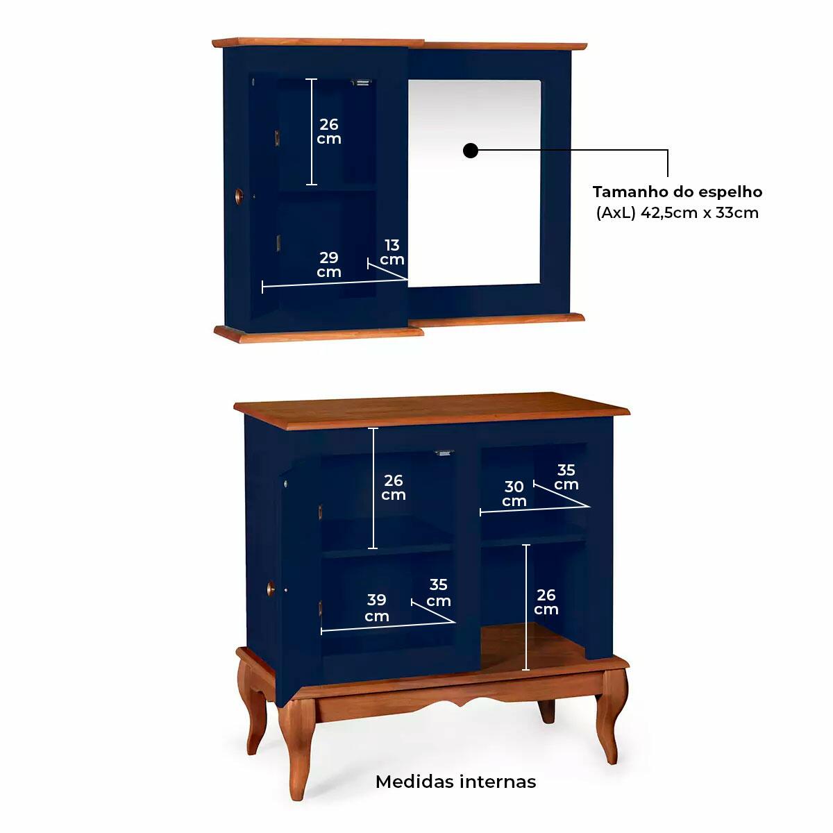 Gabinete com Armário Aéreo Dália 3051 Linz Móveis | Modema