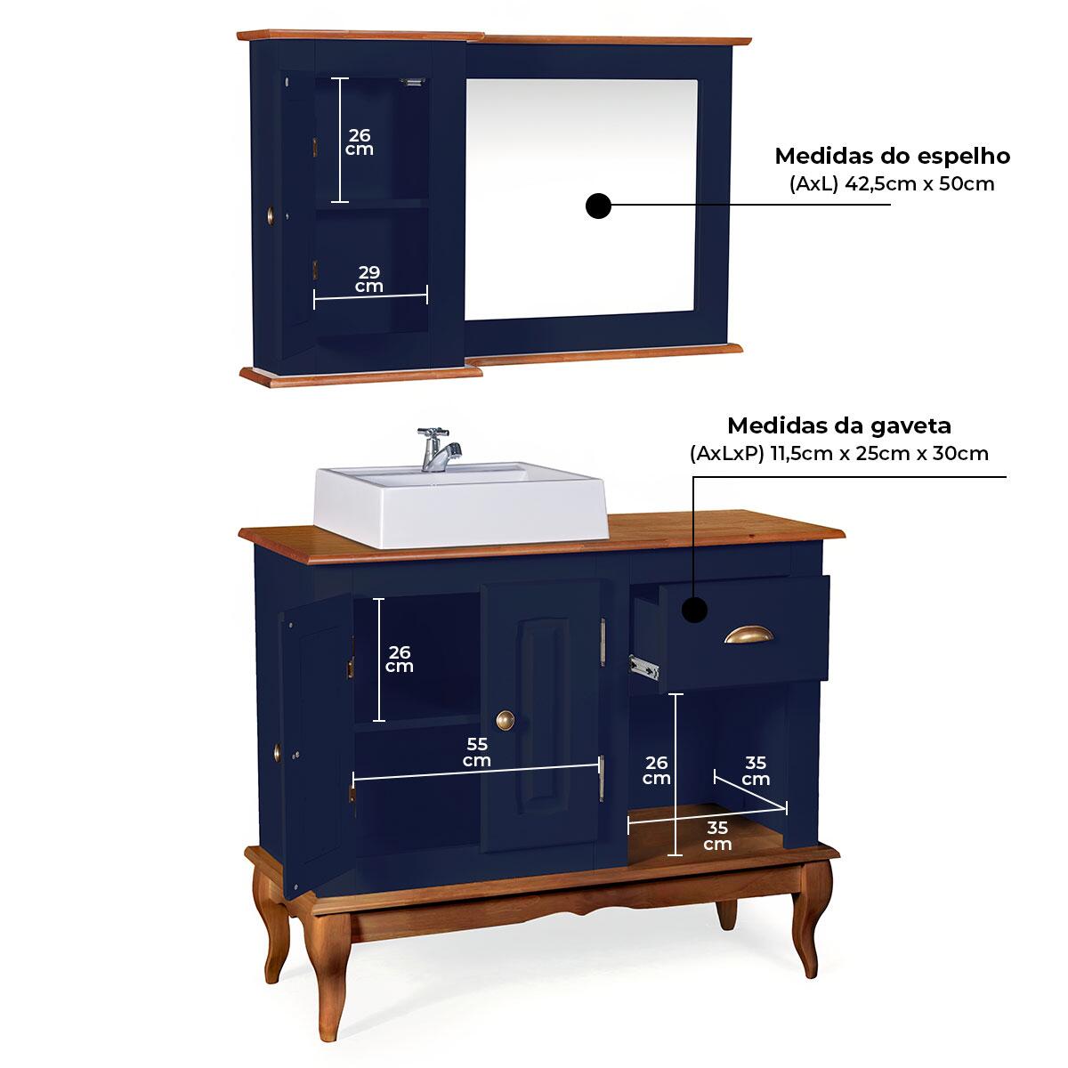 Gabinete para Banheiro Completo Dália 3058 Linz Móveis | Modema