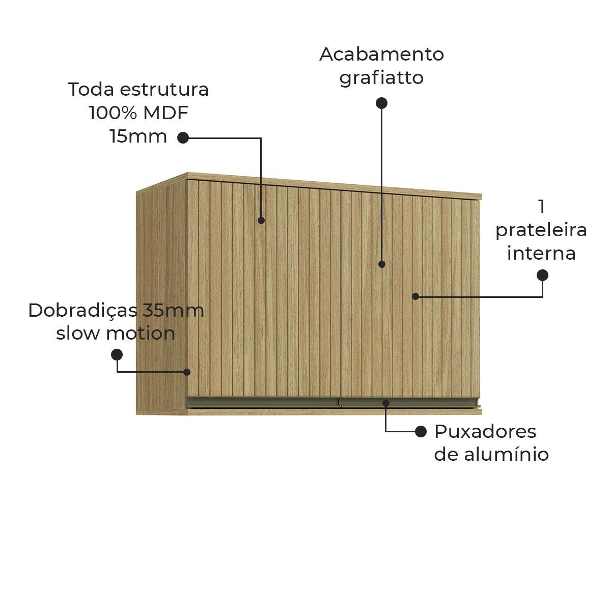 Armário Aéreo de Cozinha Nova Dubai Casamia 3973