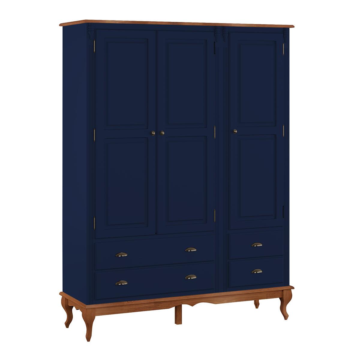 美品 SALUD / NAVY（GADID ANONIEM） Guarda Roupa Madeira Clássico 4 Portas 4 Gavetas