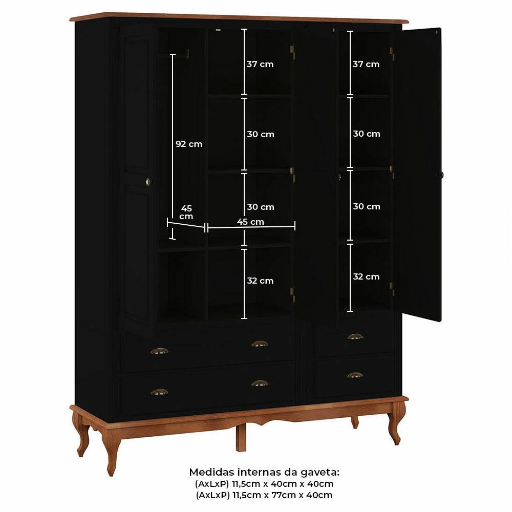 Guarda Roupa de Madeira Casal Hanover 60825 Linz Móveis