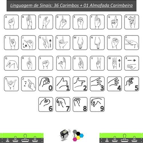 Kit Carimbos do Alfabeto Ilustrado com Linguagem de Sinais