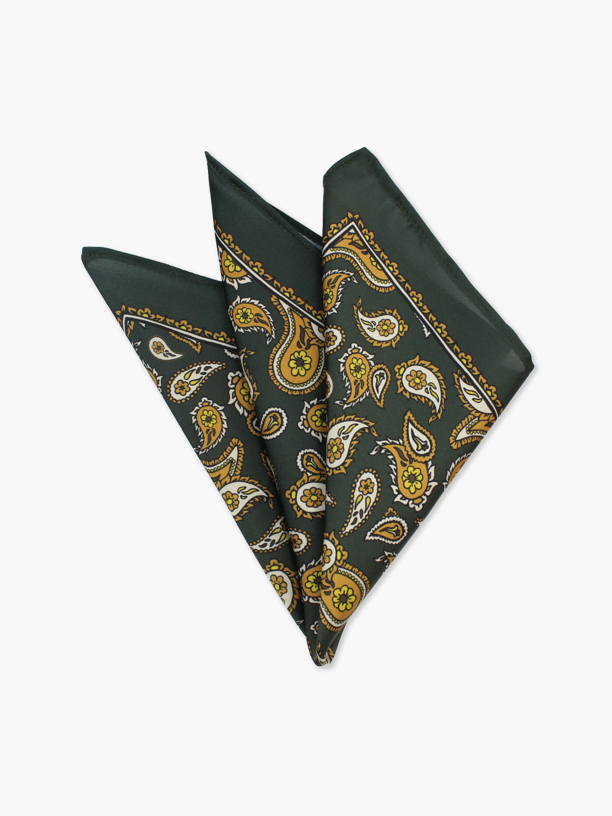 Lenço de Bolso Cetim Paisley Verde | Dois Maridos