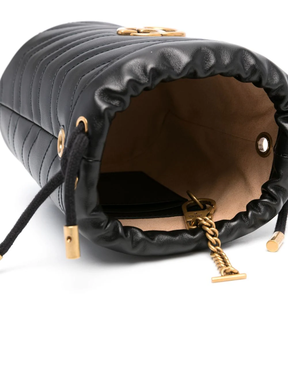 バッグ GUCCI Tory Burch Comprar Gucci Bolsa bucket GG Marmont de couro Preta - R$1.899,00