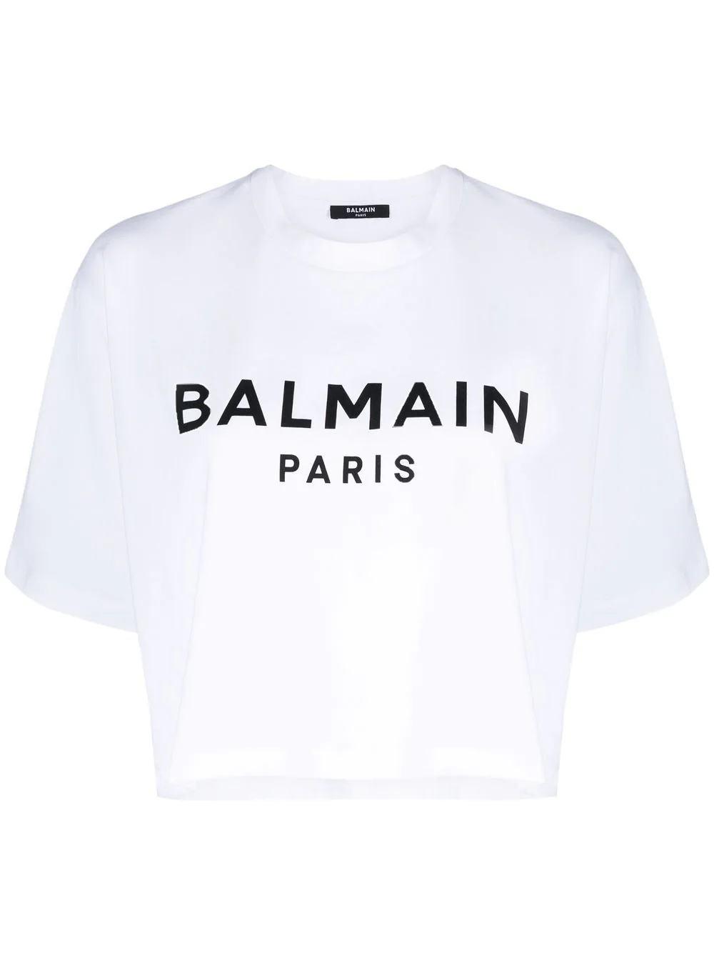 Comprar Camiseta cropped com estampa de logo Balmain - R$589,00