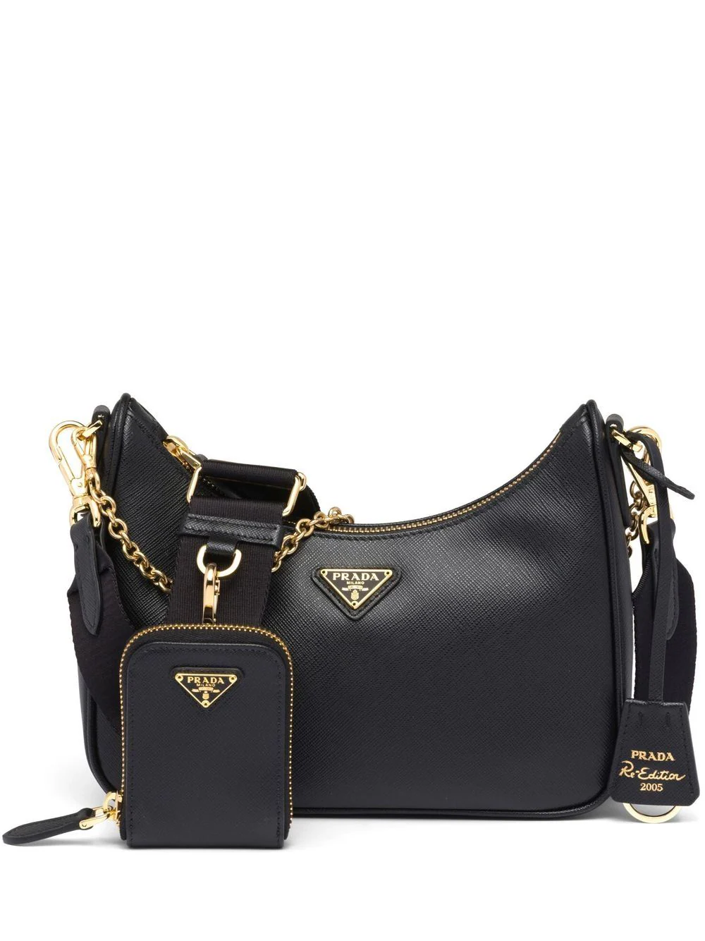 Comprar Bolsa Re-Edition 2005 de couro Saffiano Preta - R$1.550,00