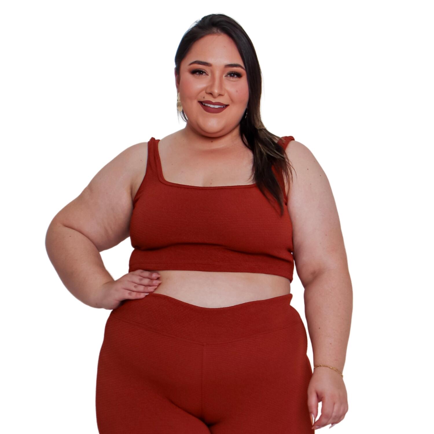 Academia Plus Roupas Fitness Plus Size Atacado Top Canelado Plus