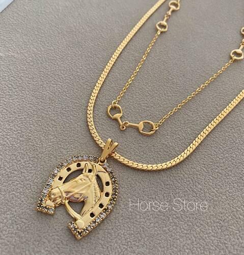 Colar Diamantado Bridao Cavalo Ferradura Strass