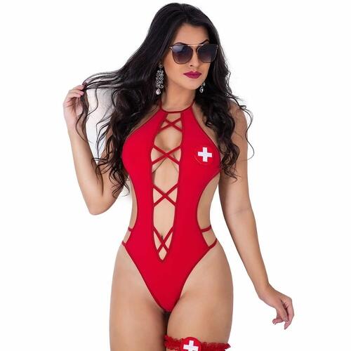 Body Vermelho Sexy com Persex Hot Girl  - GV378