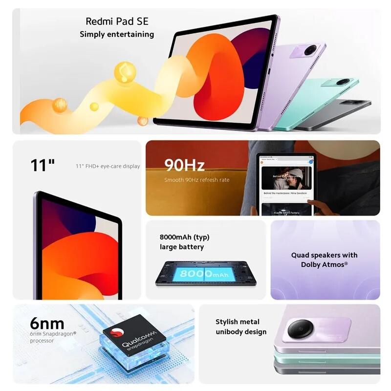 新品未開封 シャオミ Redmi Pad SE 4GB+128GB wi-fi Xiaomi Redmi Pad Se (128 GB + 4 GB) WiFi 11 polegadas Octa Core 4