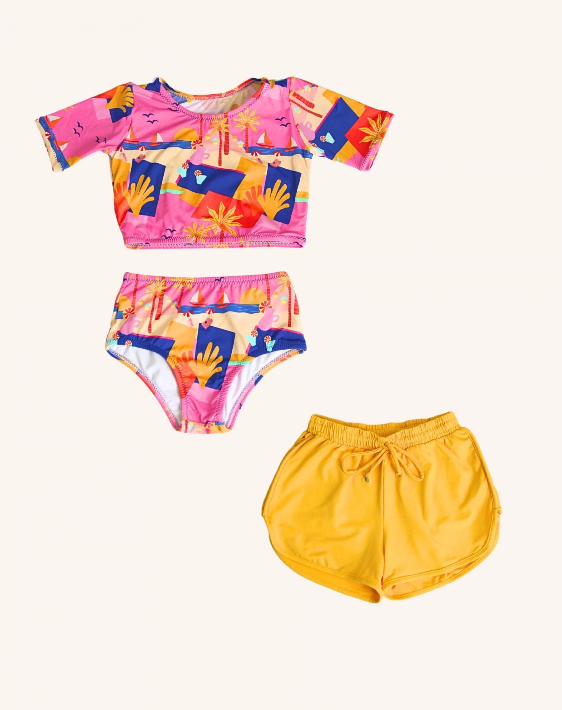 Biquíni Infantil Julia Riviera + Short Jump Amarelo - Pipa | Moda Praia ...