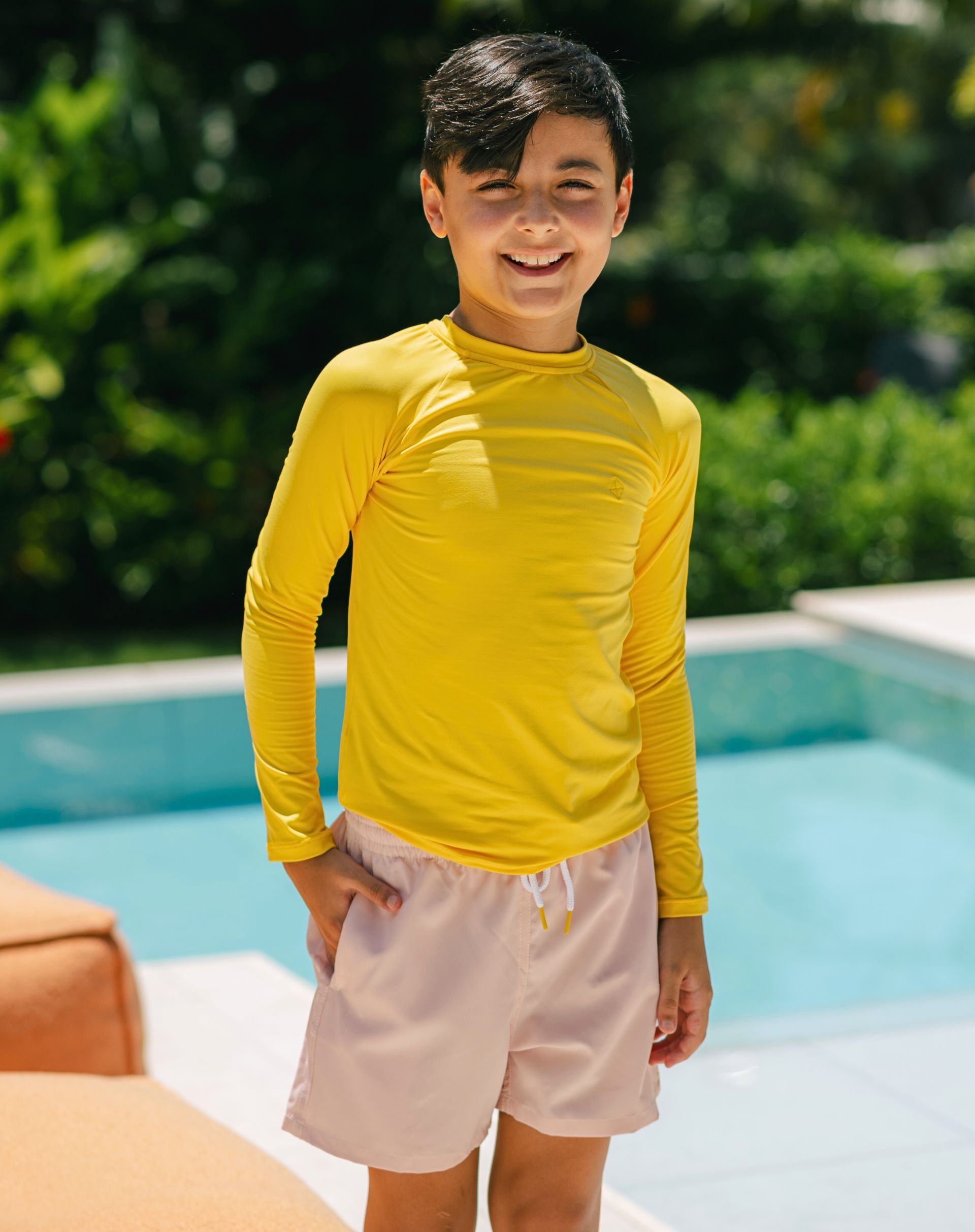 Comprar Camiseta Proteção UV 80 Amarela Pipa Moda Praia Infantil