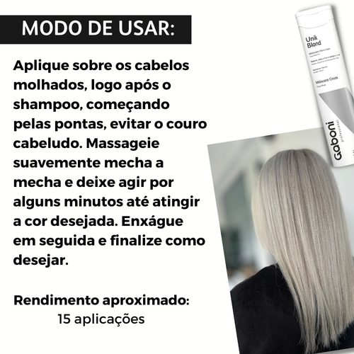 Tratamento matizador para cabelos loiros: Shampoo Reconstrutor + Máscara Efeito Cinza/Platinado + Ganhe Ampola Reconstrutora Ultimate UTI Gaboni